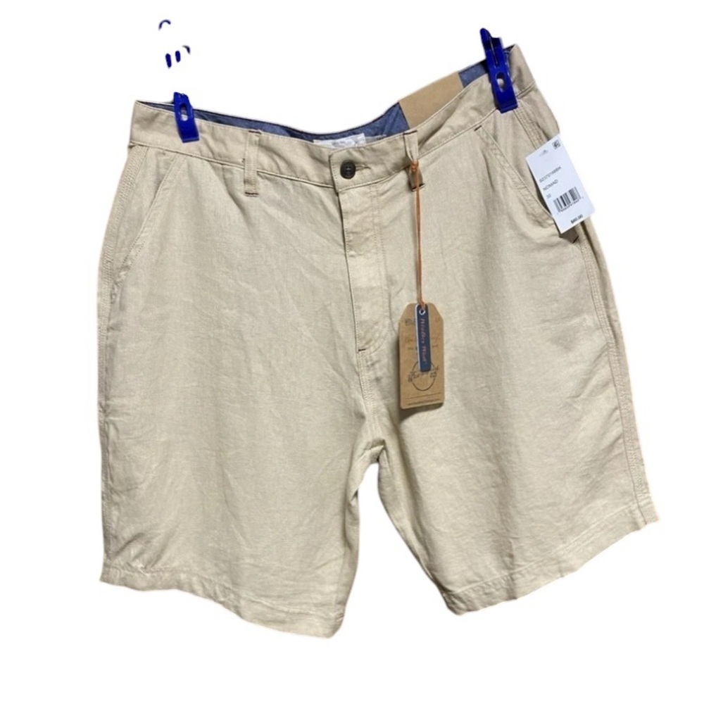 WEATHERPROOF VINTAGE Men's Solid Linen Rayon Flat Front Shorts 9” Inseam-SZ 32
